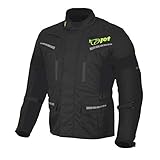 Jet Motorradjacke Herren Mit Protektoren Textil Wasserdicht Winddicht Schwarz Fluro (Schwarz - L (40' - 42')