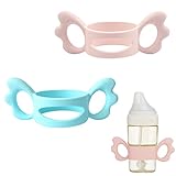 Babyflaschen Griffe, Flaschengriff Halter, Baby Flaschengriffe Silikon, Weithals Babyflaschengriffe, Baby Silikon Flaschengriffe für Baby Kleinhand Greifdesign, Außendurchmesser über 5 cm, 2Pack