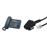 Panasonic KX-TS580GC schnurgebundenes Telefon & Hama Telefonkabel (TAE-F-Stecker - Modular-Stecker 6p4c, 6m) schwarz