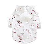 Clicitina Weihnachten Haustier Pullover Kapuze Herbst und Winter Haustier Kostüme Outfits Welpen Sweatshirt Pullover Kleidung für kleine mittelgroße Haustiere SU680 (White #1, L)