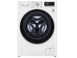 LG F4WV709P1E, Klasse A, Frontlader-Waschmaschine 9 Kg, Wi-Fi, AI Direct Drive, Tiefenreinigung mit Dampf, TurboWash 360°, Größere Kapazität, Außentür aus gehärtetem Glas, 60 x 56.5 x 85 cm - Weiß