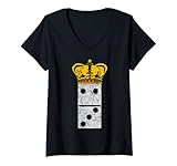 Damen Domino Queen Domino-Spieler Legespiel T-Shirt mit V-Ausschnitt