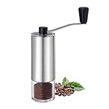 Nurch kaffeemühle manuell mit verstellbarem Keramik-Kegelrand gebürsteter Edelstahl-Handkurbelmühle für Filterkaffee, Espresso, Französische Presse, Türkisches Gebräu