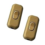 2x Zwischenschalter Schnurschalter - 2-3 polig 6A 250V - Schnurzwischenschalter, Wippschalter, Zuleitungsschalter, Kabelschalter, Schalter | Gold