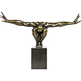 Kare Design Deko Objekt Athlet, Bronze, moderne, große Dekorationsfigur auf Marmor Sockel, Fitness Statue Design Mann, Skulptur, (H/B/T) 52x75x23cm