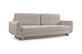 mb-moebel Modernes Sofa Schlafsofa Kippsofa mit Schlaffunktion Klappsofa Bettfunktion mit Bettkasten Couchgarnitur Couch Sofagarnitur 3er Saphir (Beige)