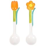 HEMOTON 2 Stücke Suppenlöffel Porzellan Kaffeelöffel Keramik Löffel Tulpen Form Obstlöffel Dessertlöffel Porzellan Zuckerlöffel Teelöffel Eierlöffel Rührlöffel für Küche Zuhause Restaurant Orange