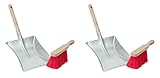 Novaliv 2X Kehrschaufel Set verzinkt Elastonborsten Kehrblech und Handfeger Set Kehrset Kehrgarnitur Dustpan and Brush Handfeger Elaston Kehrwisch Kaminzubehör Kaminbesen Kehrschaufel