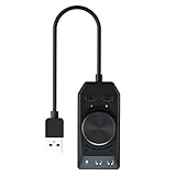 Whisverse USB Soundkarte 7.1 Kanal 3,5 mm Audioschnittstelle USB2.0 Mikrofon Headset Spiel Soundkarte für PC Laptop Tablet