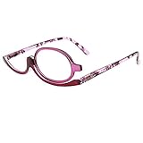 Milya Make-Up Schminkbrille Rotatable Flip Up Brille Drehbare Lesebrille Presbyopie Brille Sehhilfe Lesehilfe Lila Stärke +2,5