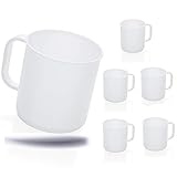 Kerafactum 6 Set Trinkbecher Becher Tasse mit Henkel Kaffeebecher für Camping Kantine | ideal Picknick Bootsausrüstung Zelt Caravaning | Spülmaschinenfest Stapelbar 0,3 Ltr. Coffee Mug color white