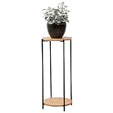 Blumentisch rund Ø30cm H70cm Holz/Metall Natur/Schwarz - Beistelltisch Blumenständer Blumensäule Blumenhocker