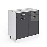 Vicco Küchenschrank R-Line Küchenzeile Hängeschrank Unterschrank Küchenschränke Küchenunterschrank Arbeitsplatte (anthrazit ohne Arbeitsplatte, Schubunterschrank 80 cm)