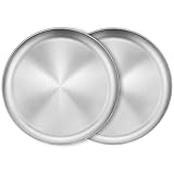 XIACIBDUS 4 Edelstahl runden Geschirr, Barbecue Dish, Kuchenform, Tablett, Oval Platter, Fleisch Dish, Reisplatte, Oval Platten Retro Matte runde Servierplatte Silber Unterteller (30cm)