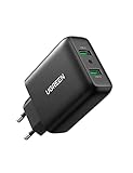 UGREEN 36W USB Ladegerät Schnellladegerät Quick Charge 3.0 2 Port Ladeadapter USB Netzteil kompatibel mit Galaxy S10 S9 S8 A53 A51 A50 A40 A20 M20, Xperia 10, Redmi Note 10, Huawei P30 lite usw