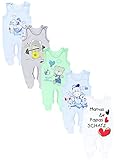 TupTam Unisex Baby Strampler mit Aufdruck 5er Set, Farbe: Junge 2, Größe: 62