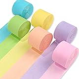 PartyWoo Krepppapier 6 Rollen 150 m, Kreppband Satz in 6 Pastellfarben, Creppapier, Krepp Papier für Partydekorationen, Geburtstagsdekorationen, Hochzeitsdekorationen (4,5 cm x 25 m/Rolle)