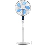 Brandson - Standventilator Silent mit Fernbedienung und Display - mobiler Lüfter - Oszillation 80° - 60 Watt - Ventilator leise - Höhe verstellbar 115-134 cm - Kopf um 35°d neigbar