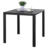 Holz-Kunststoff WPC Aluminium Gartentisch, Esstisch, Bistrotisch, Balkontisch, Terrassentisch, Couchtisch, hitze- und wetterbeständig, rutschfest, 75 x 75 x 72 cm, schwarz