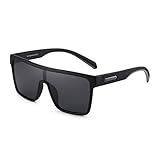 GLINDAR Polarized Shield Sonnenbrille für Herren Square Flat Top Sportbrille Schwarzer Rahmen / Graue Linse