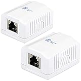 VESVITO 2X Netzwerkdose CAT 6A, 1x RJ45 Buchse, Aufputz Dose, Datendose, Anschlussdose, geschirmt für CAT 7, CAT 6A, CAT 6, CAT 5e Netzwerkkabel, Verlegekabel, Lankabel Netzwerk Ethernet LAN Kabel