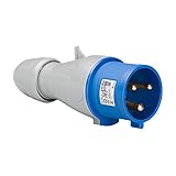 Legrand, CEE 32A Stecker, blau 3-polig (2P+PE), 6h (230V/32A), Schutzart IP44, IK09, 090107