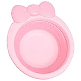 Alberta 1pcs Kawaii rosa Bogen Kunststoff Mädchen Waschbecken Niedlich Familie Falteimer Baby-Fuß-Baby-Gesichts-Reinigung Waschbecken