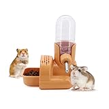 Seahelms Hamster Trinkflasche mit Ständer, 120 ml Kleintiertränke Kaninchen Trinkflasche, Automatischer Futterspender für Kleintiere, Hamster, Meerschweinchen, Kaninchen(orange)