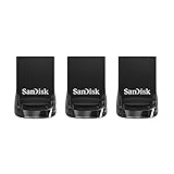 SanDisk Ultra Fit 32 GB USB 3.1 Flash-Laufwerk mit bis zu 130 MB/s Lesegeschwindigkeit – 3er-Pack, Schwarz