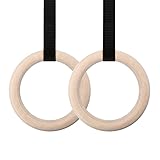 BALLSHOP Turnringe Holz Gymnastikringe Turntrainingsgeräte Ringe 30mm mit Verstellbaren Buckles Straps für Gymnastik Fitness