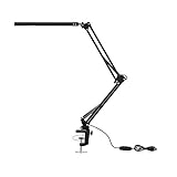 SHANQUAN Notbeleuchtung Drehbare LED-Bürolampe mit Tischfarbe Klemmlampe mit Arm Desk Architect's 3 LED Light Turnsachen (Black, One Size)