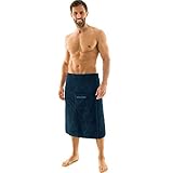 aqua-textil Wellness Saunakilt Herren 70 x 160 cm dunkel blau Baumwolle Saunasarong Frottee Kilt kurzer Schnitt