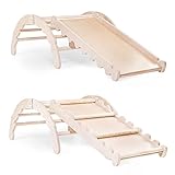 MAMOI® Klettergerüst Indoor für Kinder | Kletterbogen mit Rutsche | Triangle Gym | Wippe Holz | Triangle Gym Dreieck | Kletterdreieck für Kinderzimmer | CE | 100% ECO | Made in EU