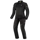 SHIMA JET Motorradkombi Damen - Atmungsaktive Sommer Mesh Motorcycle Stadt Textiljacke Männer mit Wasserdichter Membran, CE Schulter Ellbogen und Rücken Protektoren, Breitenverstellung (Schwarz, XS)