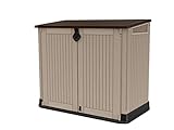 Keter Store-It Out Midi Gartenlager aus Kunststoff, Schuppen, Beige und Braun, 130 x 74 x 110 cm