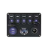 DONGLIANG Bootsschalter Panel Auto Switch Panel wasserdichte Digitale Digitale doppelte USB-Voltmeter-Port 12V-Auslasskombination Marine LED-Rocker 5 Gang (Color : Blue)