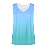 Bequeme Weste Tops Damen UK Loose Fit Ärmellos Tank Tops Clearance Damen Slim Ärmellos Casual Print Basic Tank Lace Vest Tops Tunika Tops Sommer Shirts Sale, 02 Himmelblau, M