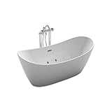 HOME DELUXE - freistehende Badewanne mit Whirlpoolfunktion - OVALO PLUS - Maße 180 x 90 x 72 cm - inkl. komplettem Zubehör I Whirlwanne, Whirlpool für 2 Personen, Jacuzzi