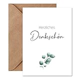 Things of Happiness Dankeskarte – Karte Herzliches Dankeschön DIN A6 (10,5 x 14,8 cm) aus Naturpapier mit C6 Kuvert | Karte Danke sagen | Dankeskarte zur Hochzeit Geburt Baby