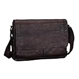 Lejdi Echtes Leder Laptoptaschen Herren Business Aktentaschen Messenger Umhängetaschen Umhängetaschen 14,2 Zoll(Brown)