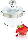 Krups GVS241 Eismaschine Venice Perfect Mix | 1L hausgemachtes Eis, Sorbet, Frozen Jogurth | Ohne Kompressor | Inklusive Rezeptheft und Silikonlöffel | Digitalanzeige und Signalton, Weiß