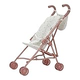 Little Dutch 4584 Puppenbuggy klappbar aus Metall mit Soft-Griffen und Buggytasche - für Puppen von 33-46 cm, White Meadows/rosa