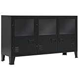 vidaXL Sideboard Metall Industrie-Stil Schwarz Kommode Anrichte Flurkommode