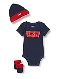 Levi's Kids Baby - Jungen Classic Batwing Infant Hat Bodysuit Bootie Set of 3 Ll0019 Baby und Kleinkind Babyausstattung, Dress Blues, 0-6 Monate EU