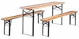 Stagecaptain Hirschgarten Bierzeltgarnitur 177 cm Länge (1x Tisch, 2 x Bank, Holz, Klappbar) Natur