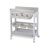 Bebeconfort Wickelkommode & Badewanne Dolphy, mobiler 2-in-1 Wickel- & Badewagen für Babys, mit integrierter Badewanne und viel Stauraum, nutzbar ab der Geburt bis ca. 12 Monate (max. 11 kg),Warm Grey