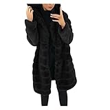 Daunenmantel Damen Schwarz Plüschmantel Grosse Grössen Mit Kapuze Plüschjacke Winter Mantel Fleecejacke Outdoorjacke Lang Gefüttert Winterjacke Winterparka Outdoor Fleece Warm Plüsch Damenmantel Parka