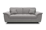 DOMO Collection Sofa Franzi, 2-Sitzer Couch, 2er Garnitur mit Nackenfunktion, Polstergarnitur, grau, 190x105x81 cm