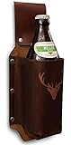 Bierholster Biergürtel Flaschenhalter aus echtem Leder als Geschenk für Männer, Bierhalter als Geschenkideen für Kumpel/Freund/Grillabend