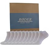 RØDER 10 Paar Sneaker Socken Damen & Herren Schwarz & Weiß Grau Baumwolle Weich & Elastisch - Keine Naht - Kurze Socken Sneakersocken (43-46, Weiß)